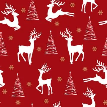 Christmas seamless pattern with reindeer background, Winter pattern with rein Illustrazione stock