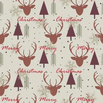 Christmas seamless pattern with reindeer background, Winter pattern with deer Illustrazione stock