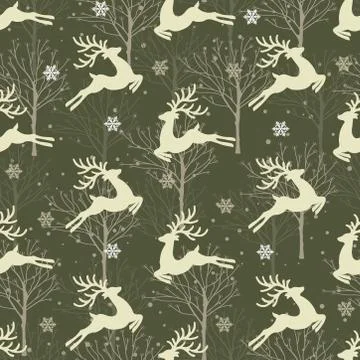 Christmas seamless pattern with reindeer background, Winter pattern with rein Stock Illustration