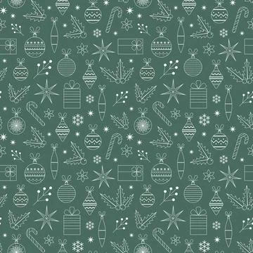 Christmas Seamless Pattern in Retro Red Colors Stock Illustration