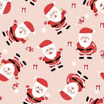 Christmas seamless pattern with santa background, Winter pattern with snowfla 스톡 일러스트