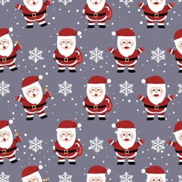 Christmas seamless pattern with santa background, Winter pattern with snowfla Illustrazione stock
