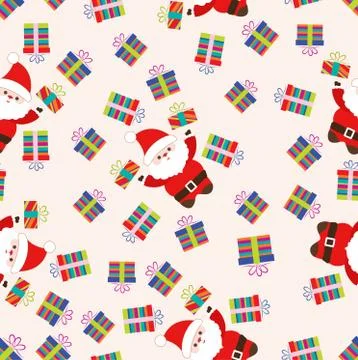 Christmas seamless pattern with santa claus and gifts Stock Illustration