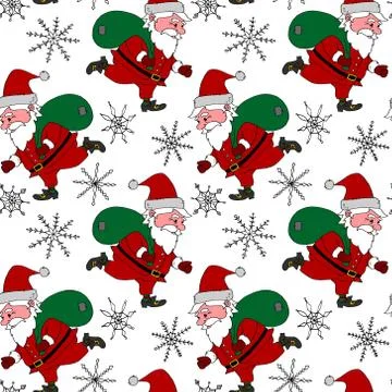 Christmas Seamless pattern with Santa Claus. New year Xmas backgrounds and te Stock Illustration