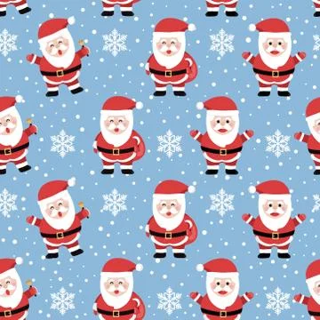 Christmas seamless pattern with santa on cool background, Winter pattern with Stock Illustration