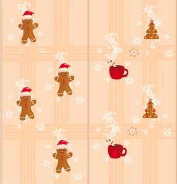 Christmas seamless pattern set with gingerbread cookies Stock Illustration