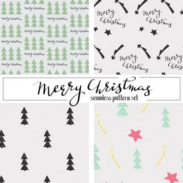 Christmas seamless pattern set Stock Illustration