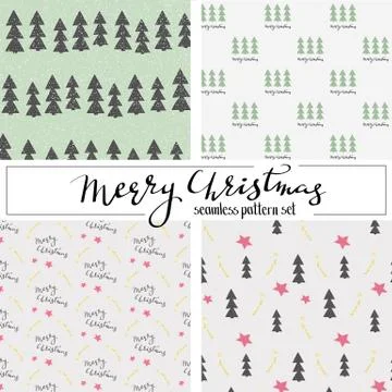 Christmas seamless pattern set Stock Illustration