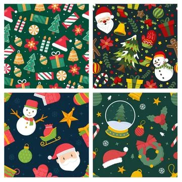 Christmas Seamless Pattern Set Stock Illustration