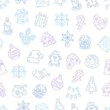 Christmas seamless pattern set Stock Illustration
