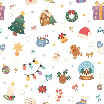 Christmas seamless pattern set Stockillustratie