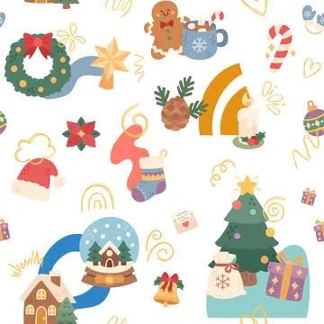 Christmas seamless pattern set Stockillustratie