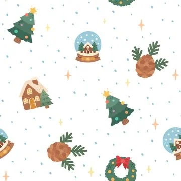 Christmas seamless pattern set Stockillustratie