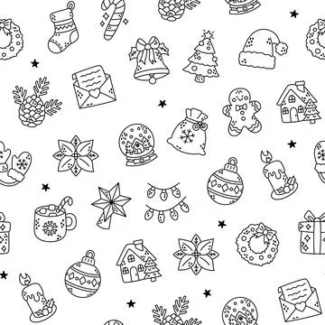 Christmas seamless pattern set Stockillustratie