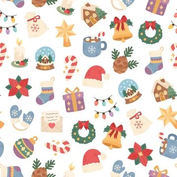 Christmas seamless pattern set Illustrazione stock