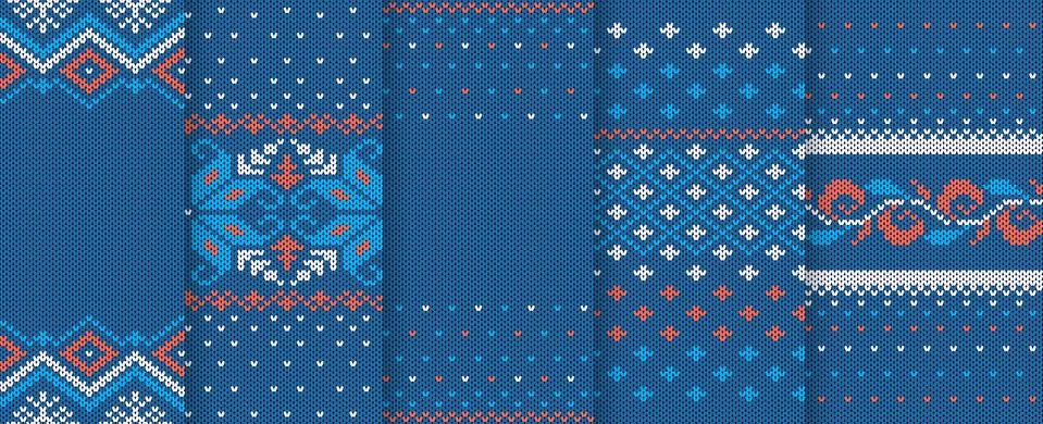 Christmas seamless pattern. Set knit prints. Vector illustration. Stock-Illustration