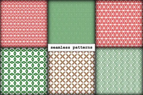 Christmas seamless pattern set of simple geometric elements in traditional Stock Illustration