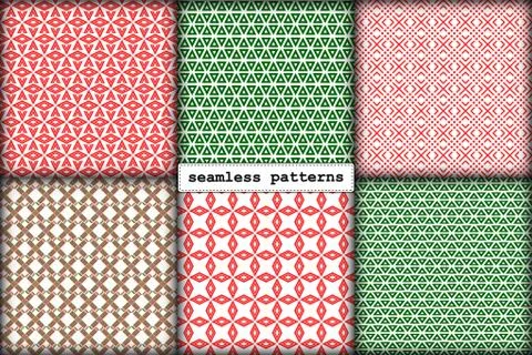 Christmas seamless pattern set of simple geometric elements in traditional 库存插图