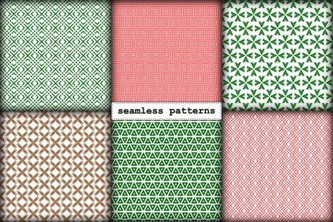 Christmas seamless pattern set of simple geometric elements in traditional Illustrazione stock