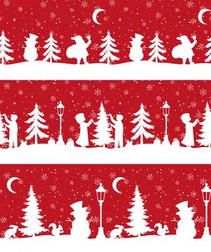 Christmas seamless pattern. Snow winter landscape with deer. Merry christmas  Stock Illustration