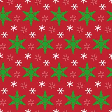 Christmas seamless pattern, snowflake on a red background. Cute pattern for h Stock Illustration