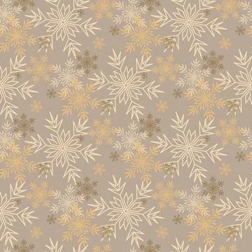 Christmas seamless pattern snowflake snow crystal, winter festive ornament fo Stock Illustration