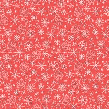 Christmas seamless pattern with snowflakes, hand drawn vector background Stock Illustration