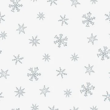 Christmas seamless pattern with snowflakes. Hand drawn vector illustration Stock Illustration