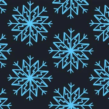 Christmas seamless pattern with snowflakes isolated on dark background. Happy Stock Illustration