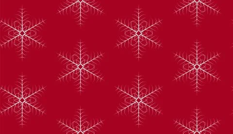 Christmas seamless pattern with snowflakes on red background. Stock Illustration