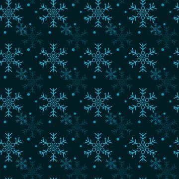 Christmas seamless pattern with snowflakes, vector black background Stock Illustration