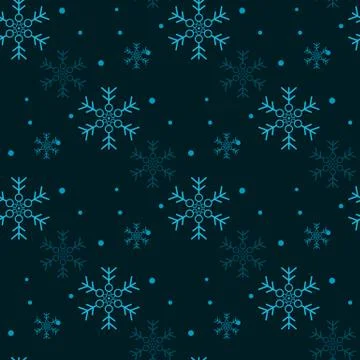 Christmas seamless pattern with snowflakes, vector black background 스톡 일러스트