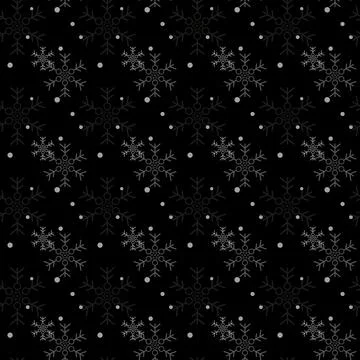 Christmas seamless pattern with snowflakes, vector black background 库存插图