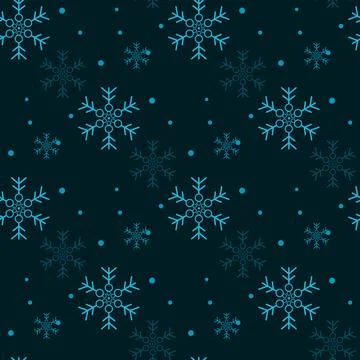 Christmas seamless pattern with snowflakes, vector black background Stock Illustration