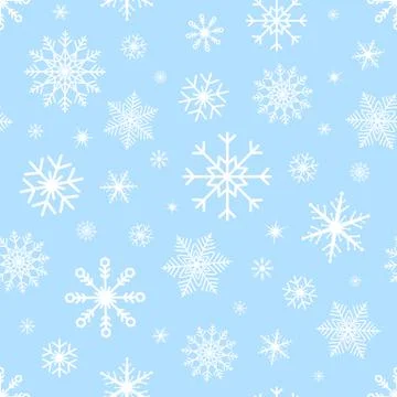Christmas seamless pattern with snowflakes. White Snowflake on blue backgroun Stock Illustration