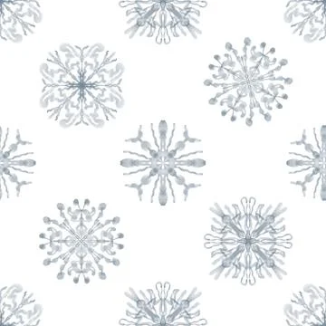 Christmas Seamless pattern of snowflakes on a white background. Stock Illustration
