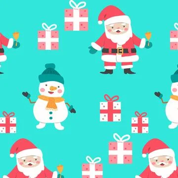 Christmas seamless pattern with snowman, claus Stock Illustration