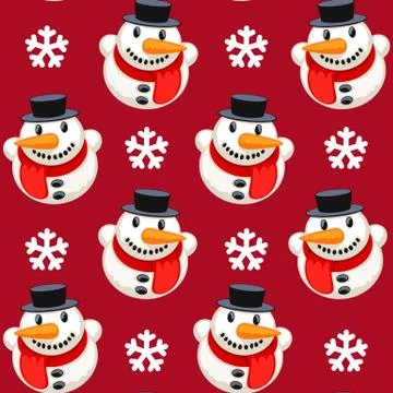 Christmas Seamless Pattern with Snowman Stock Illustration