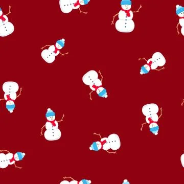 Christmas Seamless Pattern with Snowman Stock Illustration
