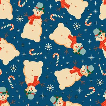 Christmas seamless pattern with Snowman Stock Illustration