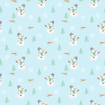 Christmas seamless pattern with snowman Stock Illustration