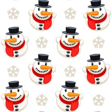 Christmas Seamless Pattern with Snowman Isolated Stock Illustration