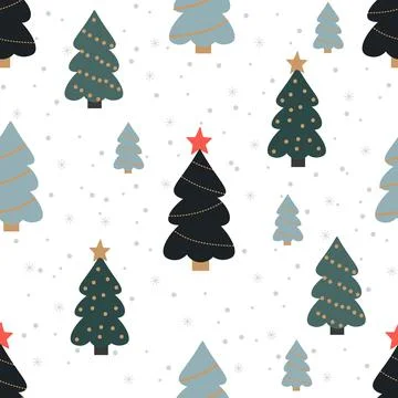 Christmas seamless pattern with spruce trees Stock Illustration