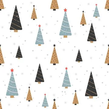 Christmas seamless pattern with spruce trees Stock Illustration
