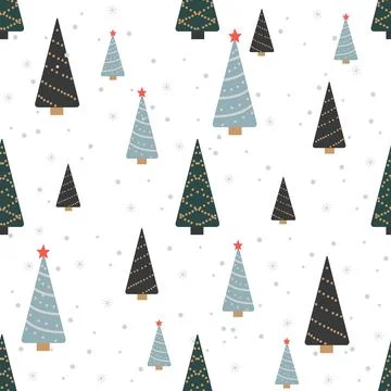 Christmas seamless pattern with spruce trees Illustrazione stock