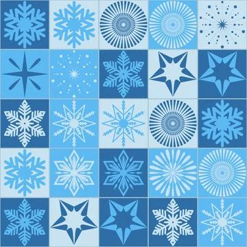 Christmas seamless pattern with square and snowflake, vector illustration Illustrazione stock