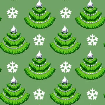 Christmas Seamless Pattern with Tree Stock Illustration