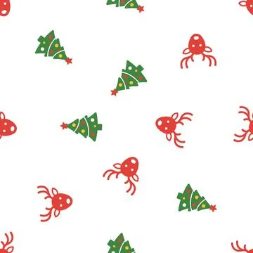 Christmas seamless pattern with trees and reindeers. Stock-Illustration