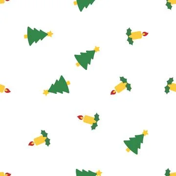Christmas seamless pattern with trees and candles. Illustrazione stock