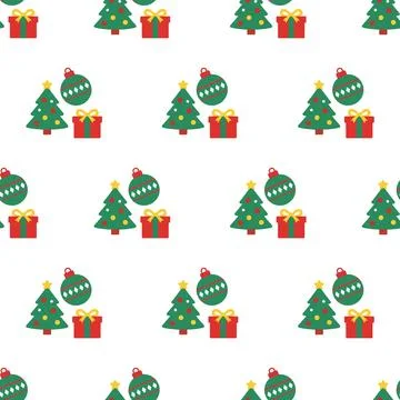 Christmas seamless pattern with trees and gifts. Stock-Illustration